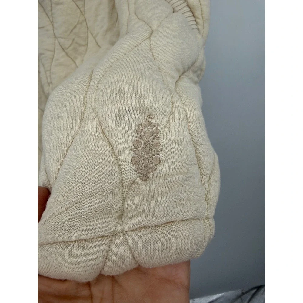 Free People FP Movement dream big Quilted Vest Women S Cream Hooded Full Zip